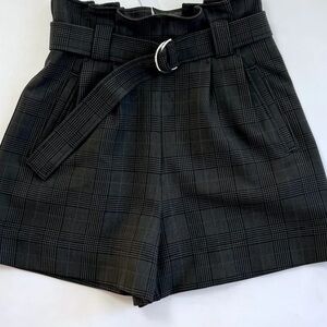 Ganni “Prince Of Wales-Check” Belted Shorts